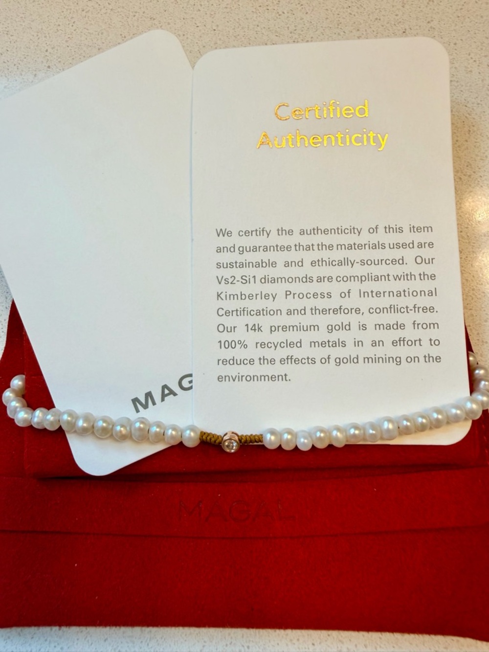 14k Rose Gold Genuine Pearls and Diamond Necklace
